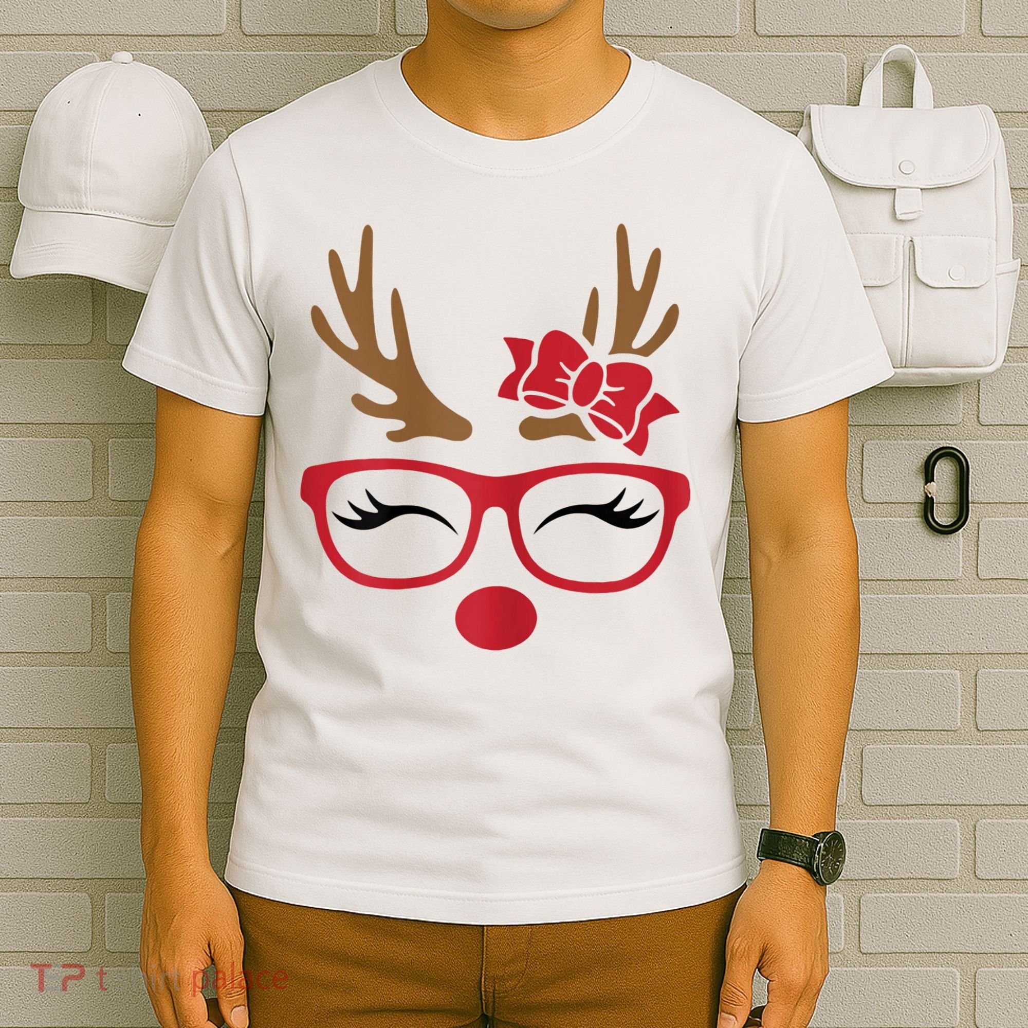 Reindeer Lady Messy Bun T-Shirt