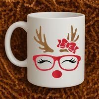 Reindeer Lady Messy Bun Coffee Mug thumb 2