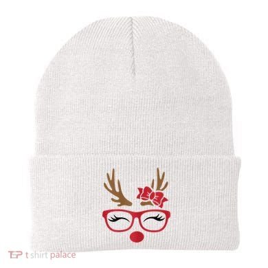Reindeer Lady Messy Bun Beanie