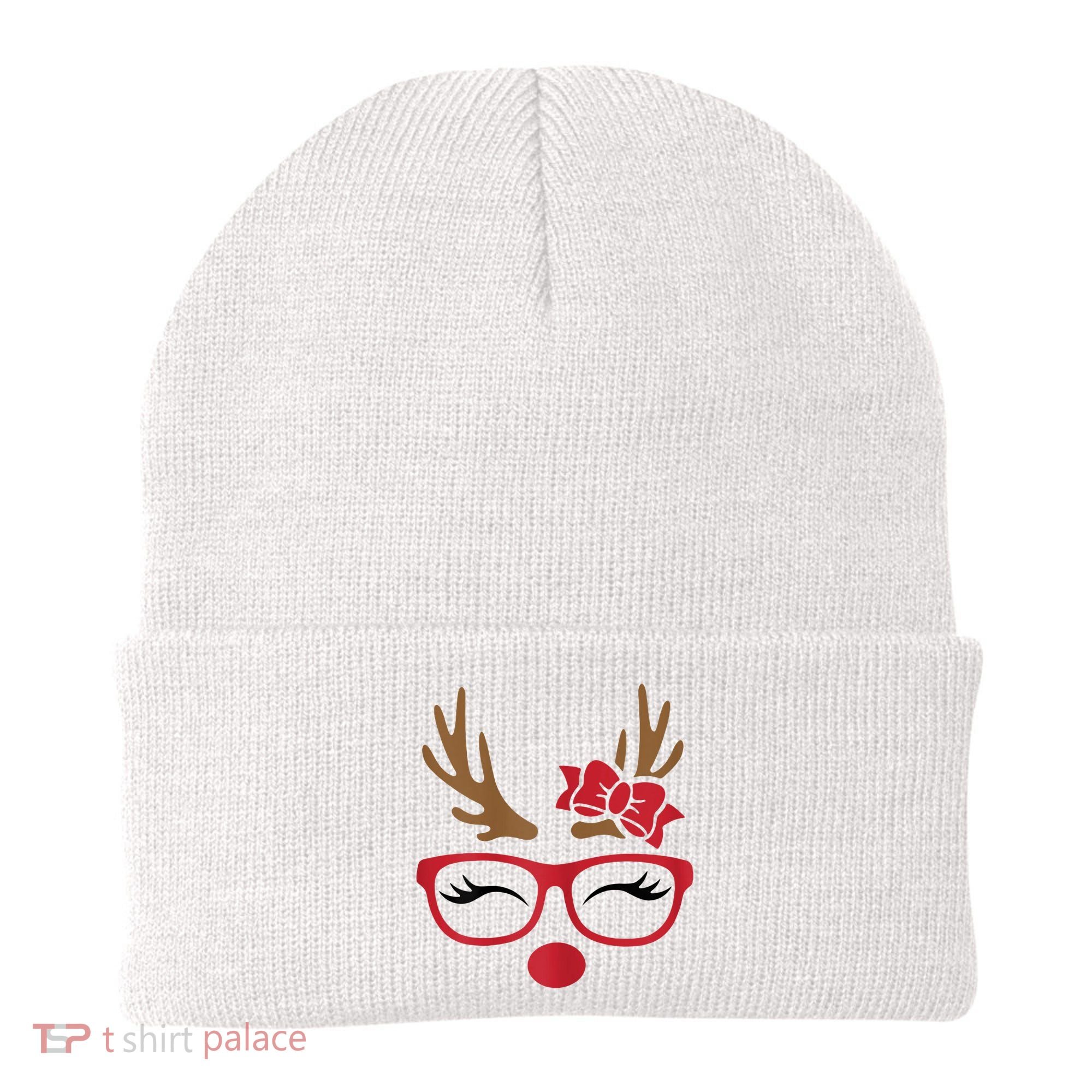 Reindeer Lady Messy Bun Beanie