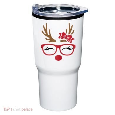 Reindeer Lady Messy Bun Tumbler