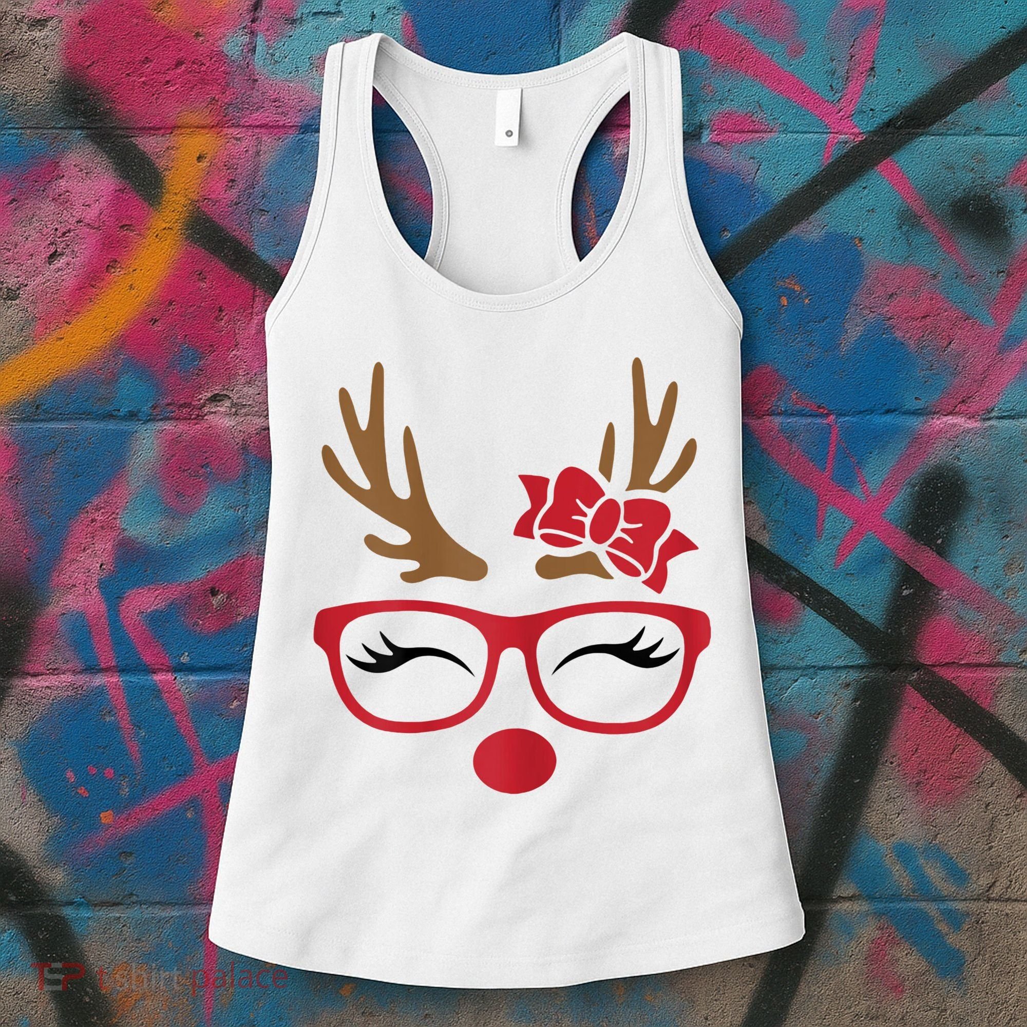 Reindeer Lady Messy Bun Women's Tank Top