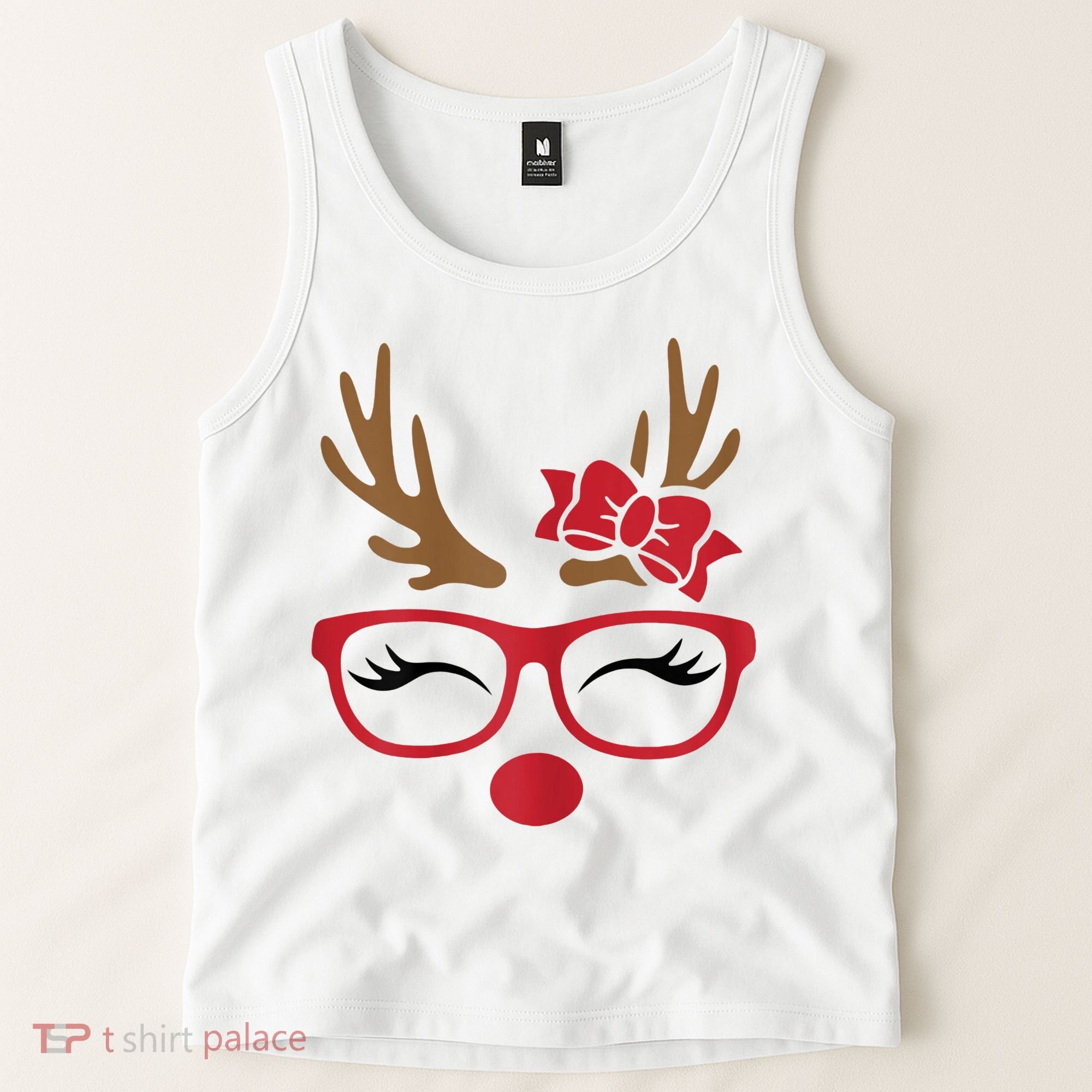 Reindeer Lady Messy Bun Tank Top
