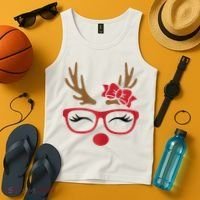 Reindeer Lady Messy Bun Tank Top thumb 4