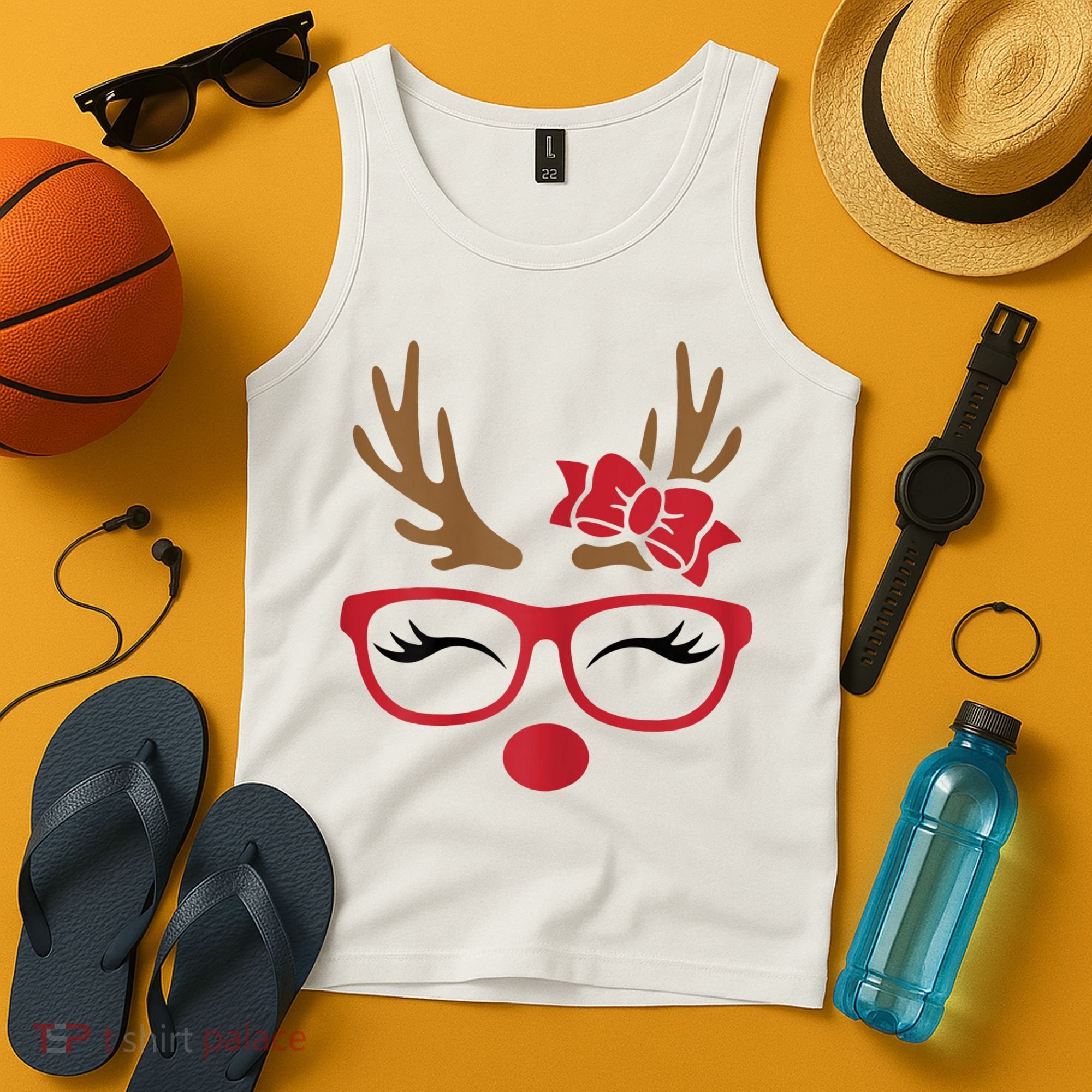 Reindeer Lady Messy Bun Tank Top