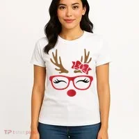 Reindeer Lady Messy Bun Women's T-Shirt thumb 4