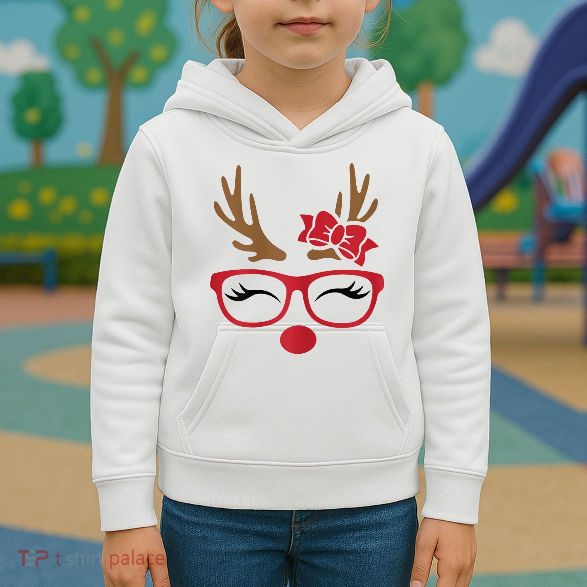 Reindeer Lady Messy Bun Kids Hoodie