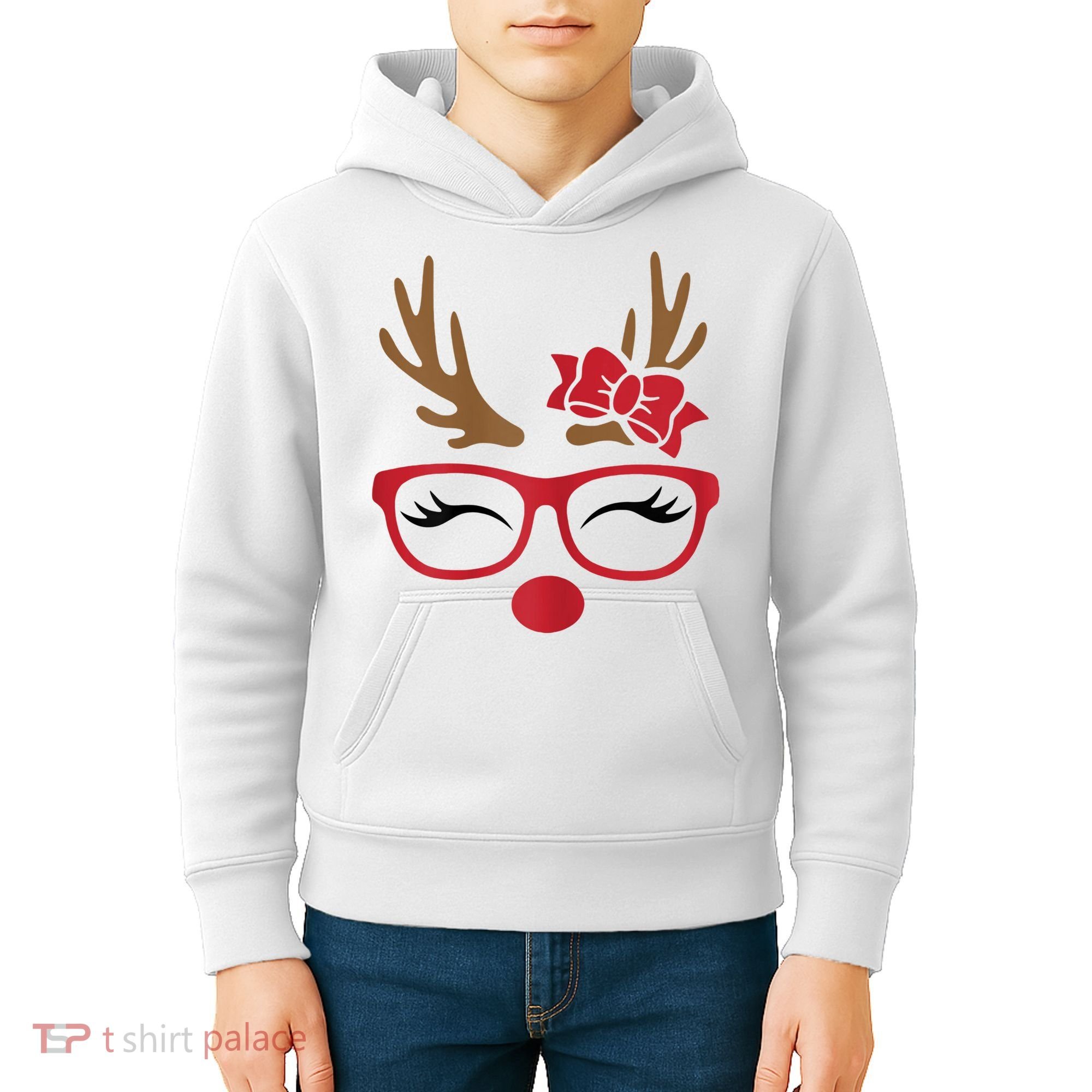 Reindeer Lady Messy Bun Kids Hoodie