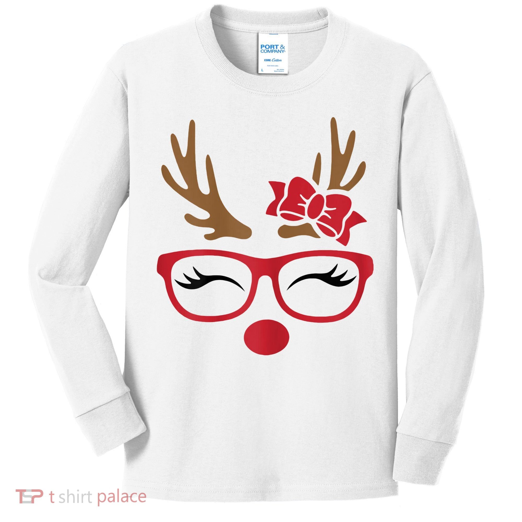Reindeer Lady Messy Bun Kids Long Sleeve Shirt