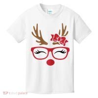 Reindeer Lady Messy Bun Kids T-Shirt thumb 0