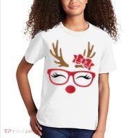Reindeer Lady Messy Bun Kids T-Shirt thumb 2