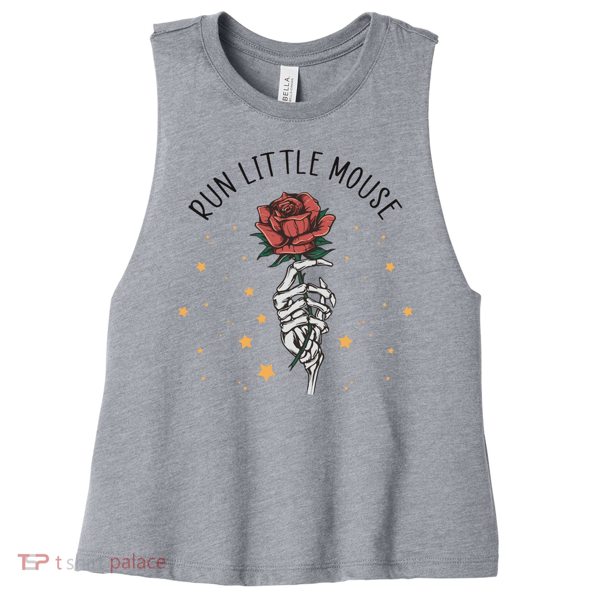 Run Little Mouse Haunting Adeline Women's Racerback Cropped Tank