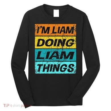 Retro Liam Name Personalized Liam Name Men Kids Long Sleeve Shirt