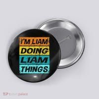 Retro Liam Name Personalized Liam Name Men Kids Button thumb 0