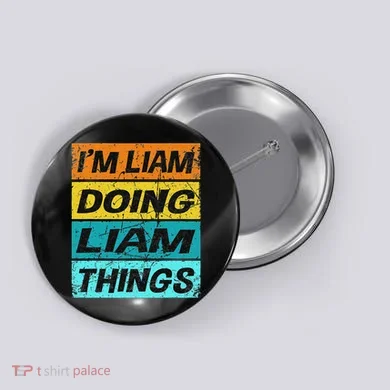 Retro Liam Name Personalized Liam Name Men Kids Button