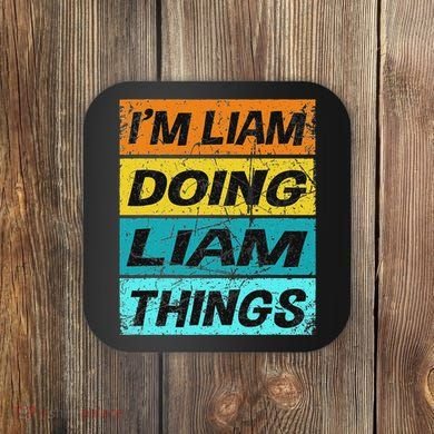 Retro Liam Name Personalized Liam Name Men Kids Coaster