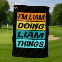 Retro Liam Name Personalized Liam Name Men Kids Golf Towel thumb 1