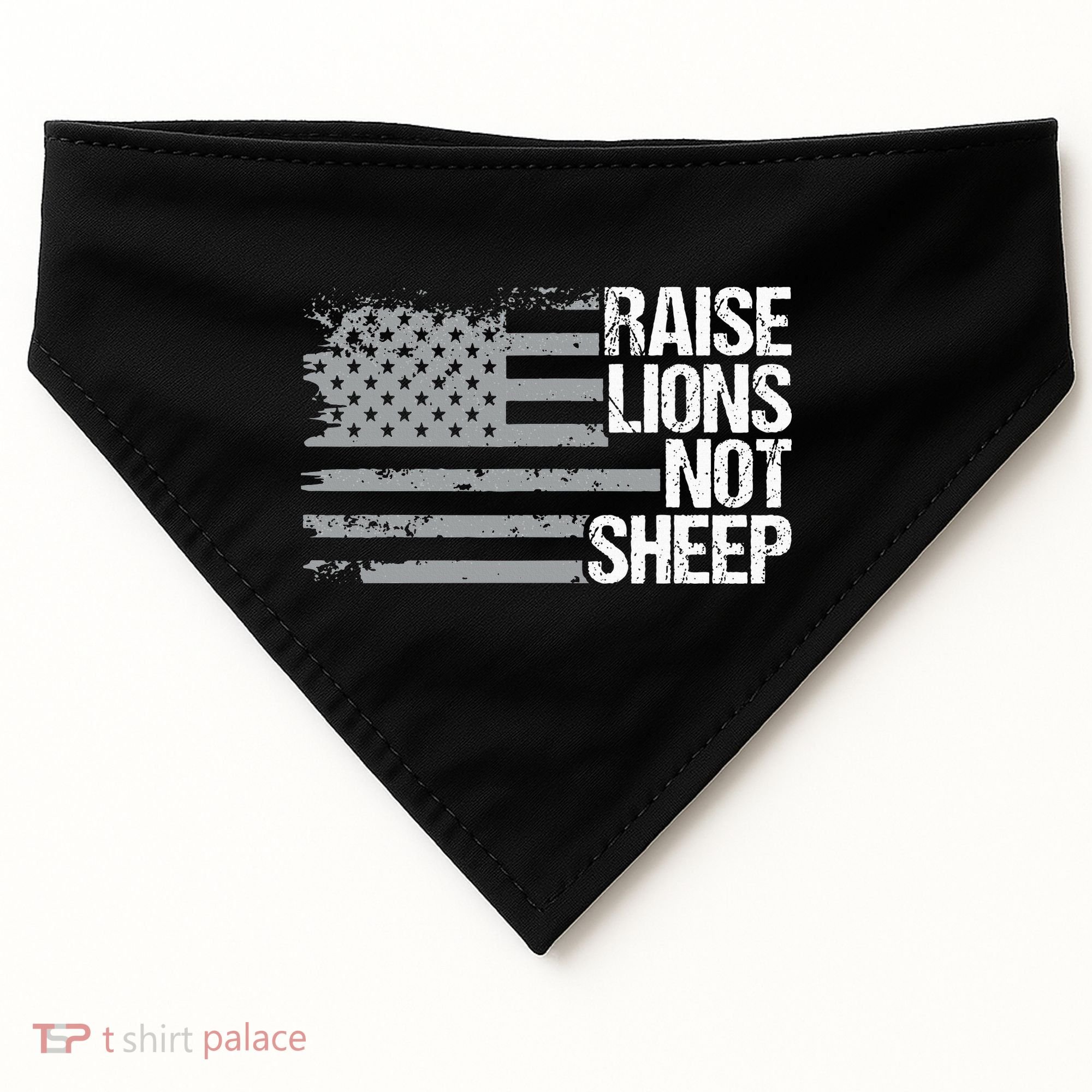 raise lions not sheep american patriotic lion USA-Made Doggie Bandana