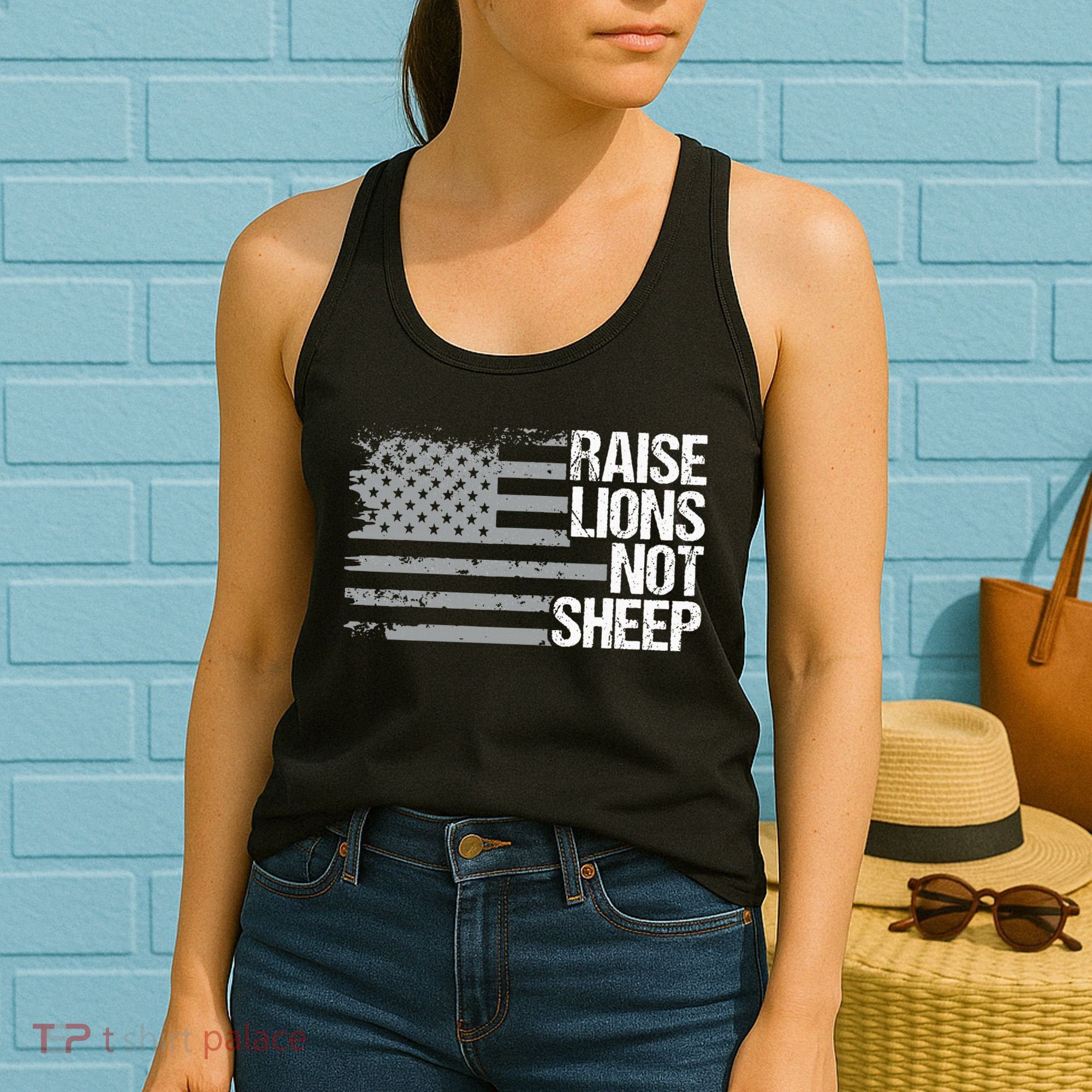 raise lions not sheep american patriotic lion Women's Tank Top