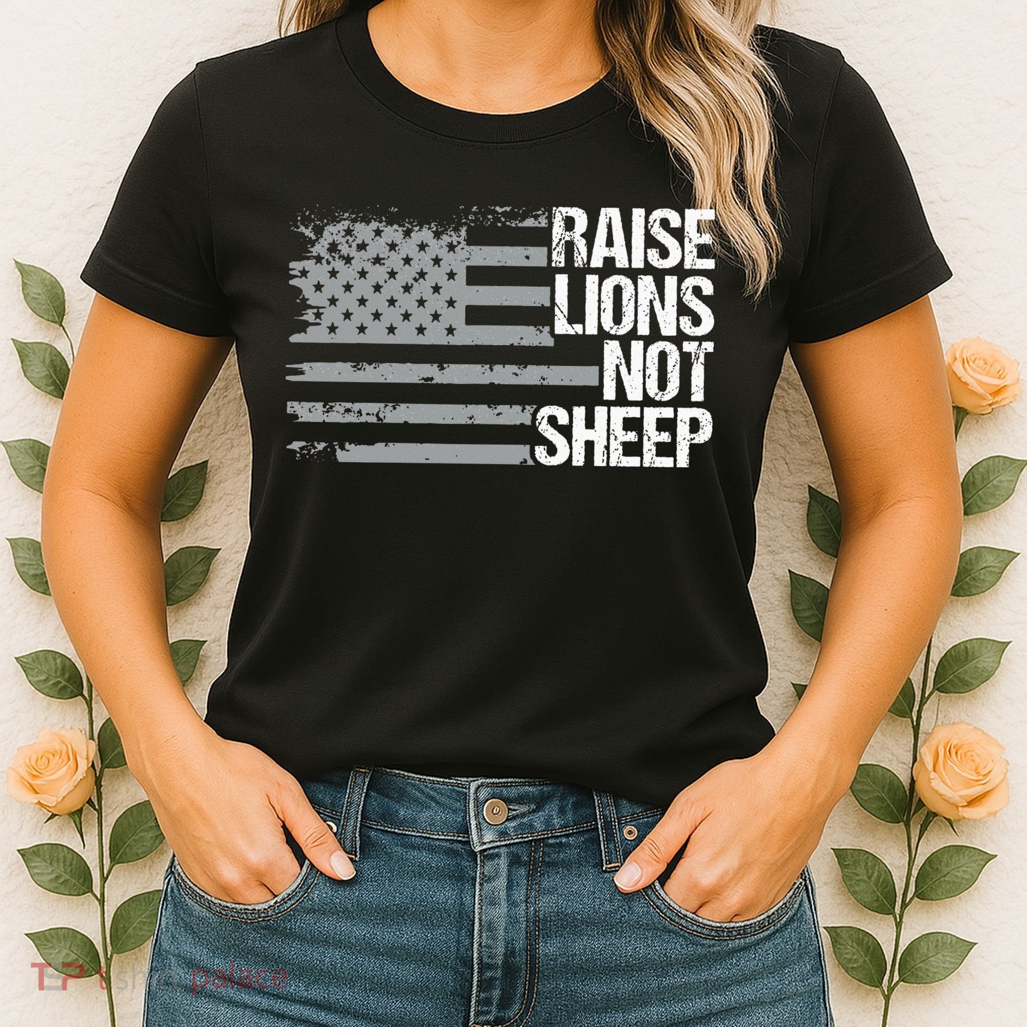 raise lions not sheep american patriotic lion Women's T-Shirt