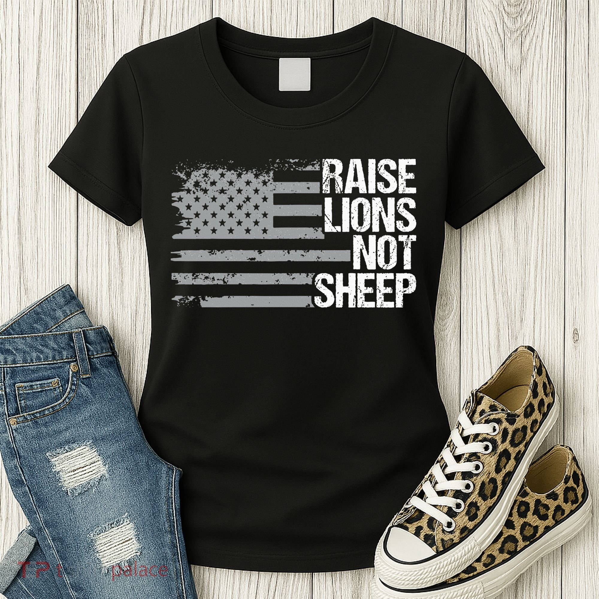 raise lions not sheep american patriotic lion Women's T-Shirt