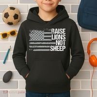 raise lions not sheep american patriotic lion Kids Hoodie thumb 2