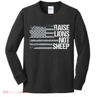 raise lions not sheep american patriotic lion Kids Long Sleeve Shirt thumb 0