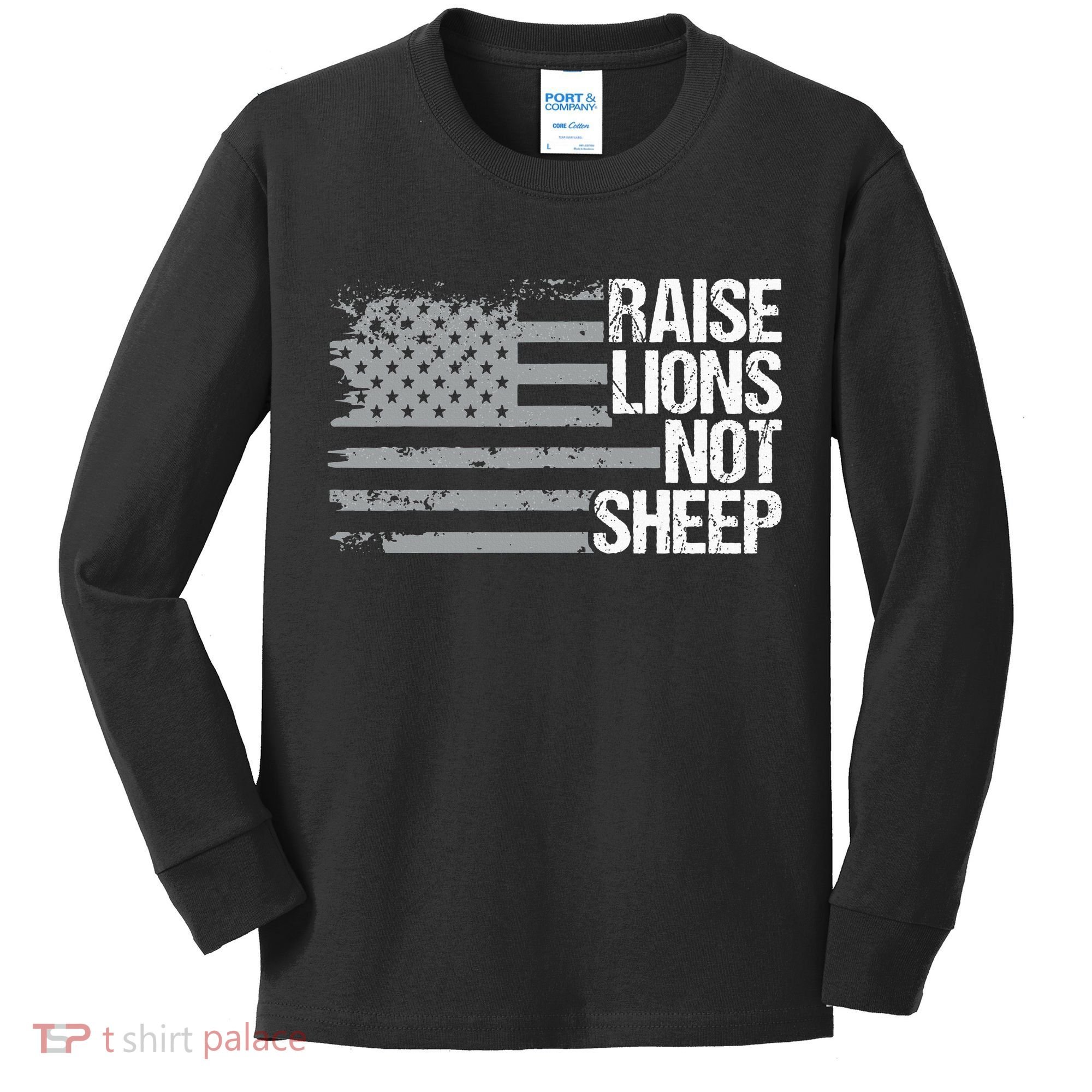 raise lions not sheep american patriotic lion Kids Long Sleeve Shirt