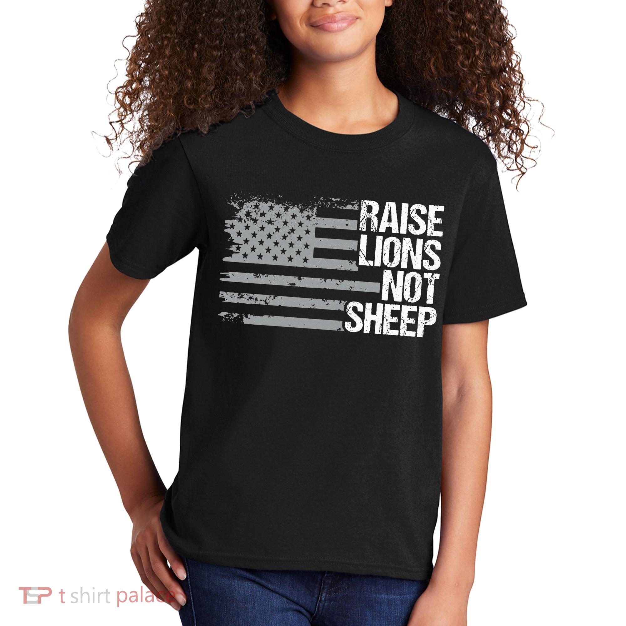 raise lions not sheep american patriotic lion Kids T-Shirt