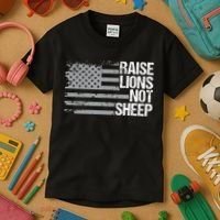 raise lions not sheep american patriotic lion Kids T-Shirt thumb 3