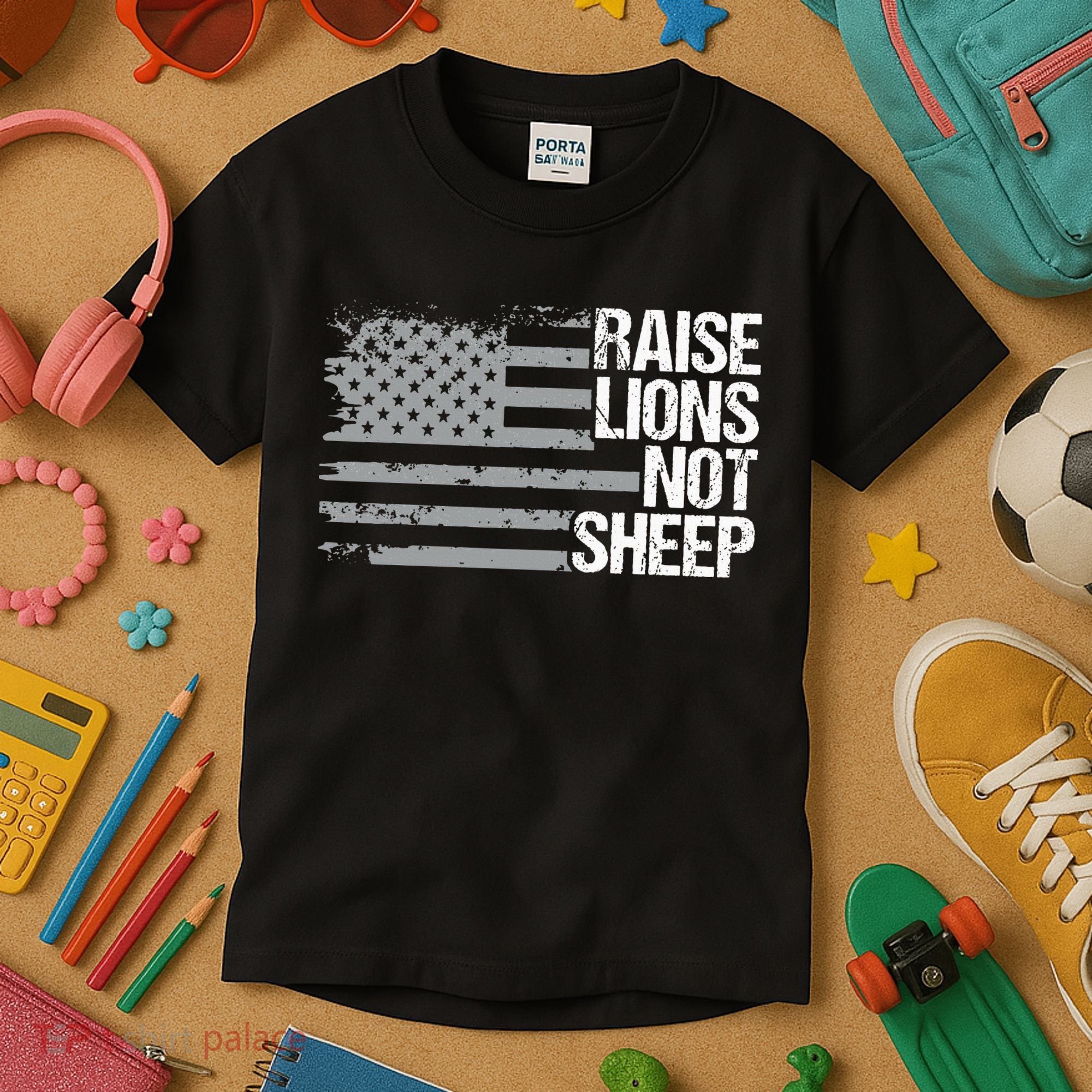 raise lions not sheep american patriotic lion Kids T-Shirt