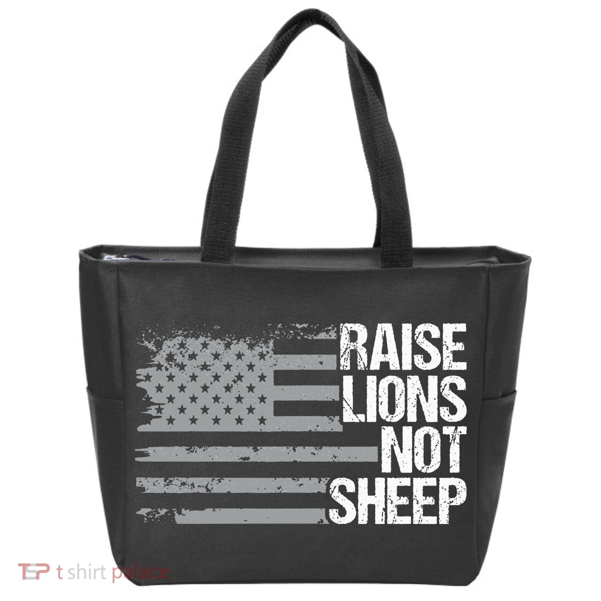 raise lions not sheep american patriotic lion Tote Bag