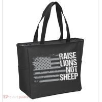 raise lions not sheep american patriotic lion Tote Bag thumb 2