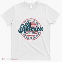 Retro Land Of The Free Because Of The Brave T-Shirt thumb 0