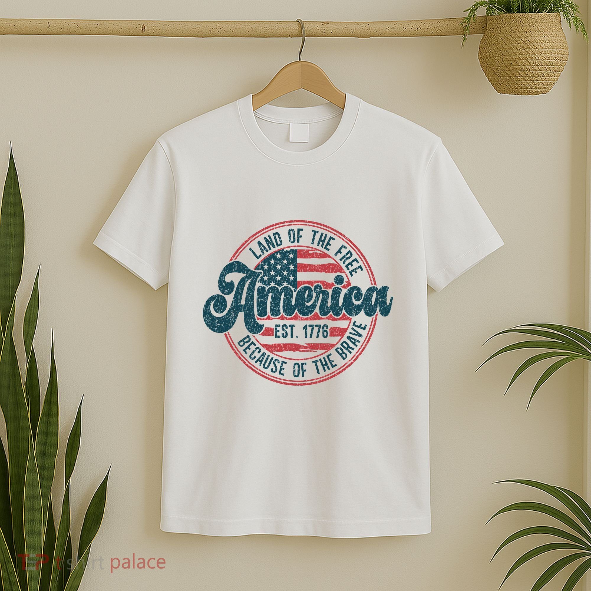 Retro Land Of The Free Because Of The Brave T-Shirt
