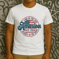 Retro Land Of The Free Because Of The Brave T-Shirt thumb 3