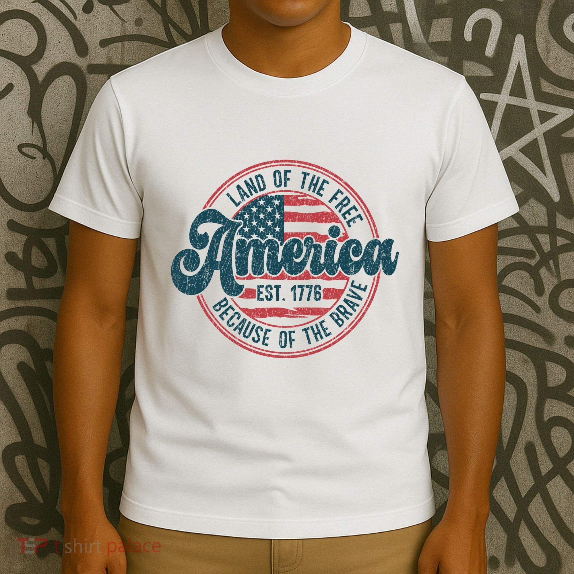 Retro Land Of The Free Because Of The Brave T-Shirt