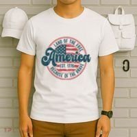 Retro Land Of The Free Because Of The Brave T-Shirt thumb 6