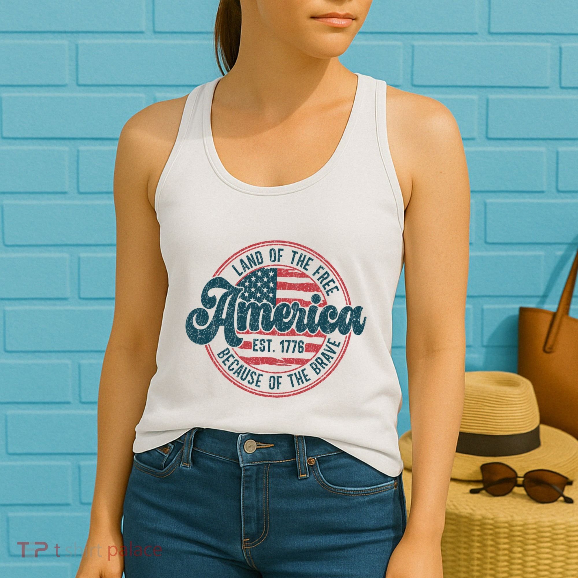 Retro Land Of The Free Because Of The Brave Women's Tank Top