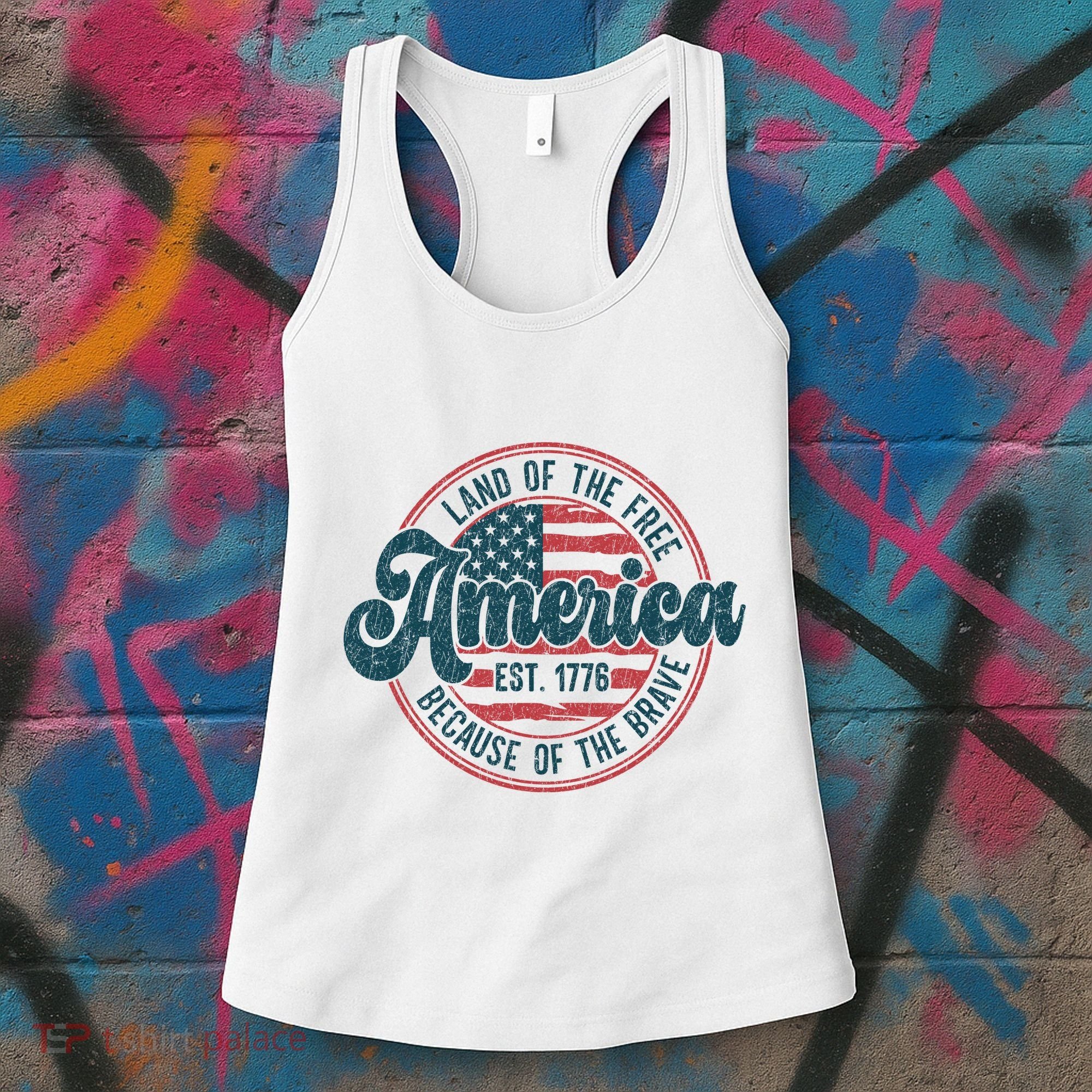 Retro Land Of The Free Because Of The Brave Women's Tank Top