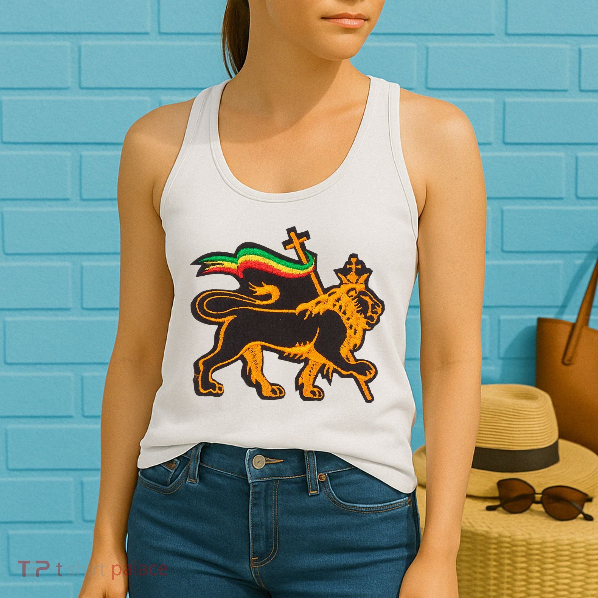 Rasta Lion Of Judah Pride Of Judaism Ethiopia And Christian Women's Tank Top