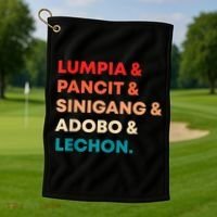 Retro Lumpia Pancit Sinigang Adobo Lechon Filipino Filipina Golf Towel thumb 1