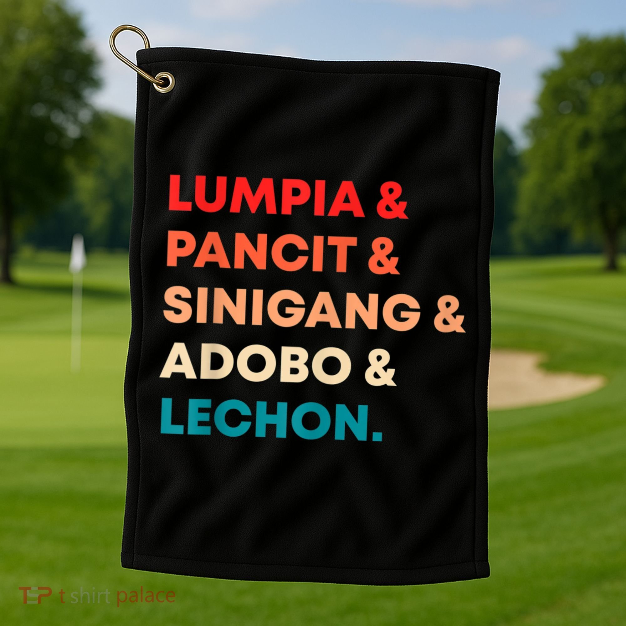 Retro Lumpia Pancit Sinigang Adobo Lechon Filipino Filipina Golf Towel