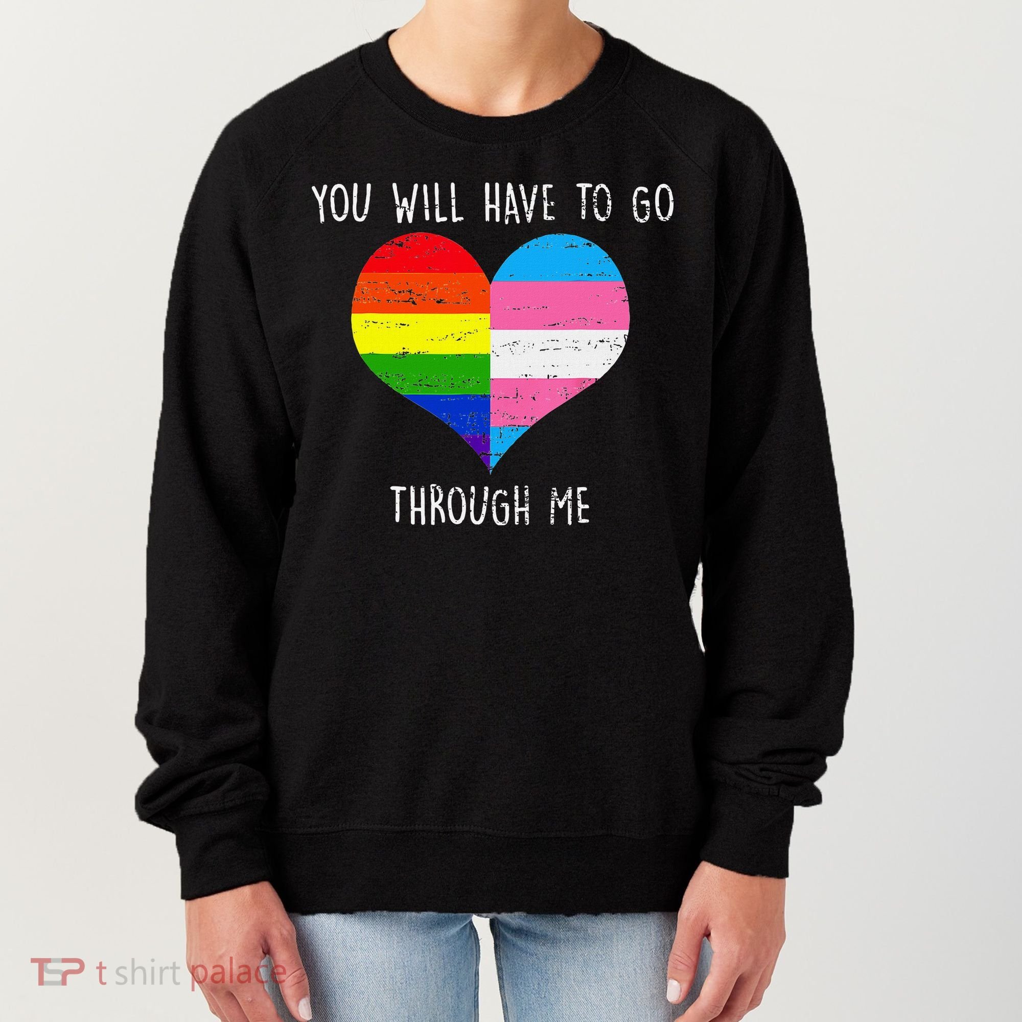 Retro Lgbtq Pride You’Ll Have To Go Through Me Women's Sweatshirt