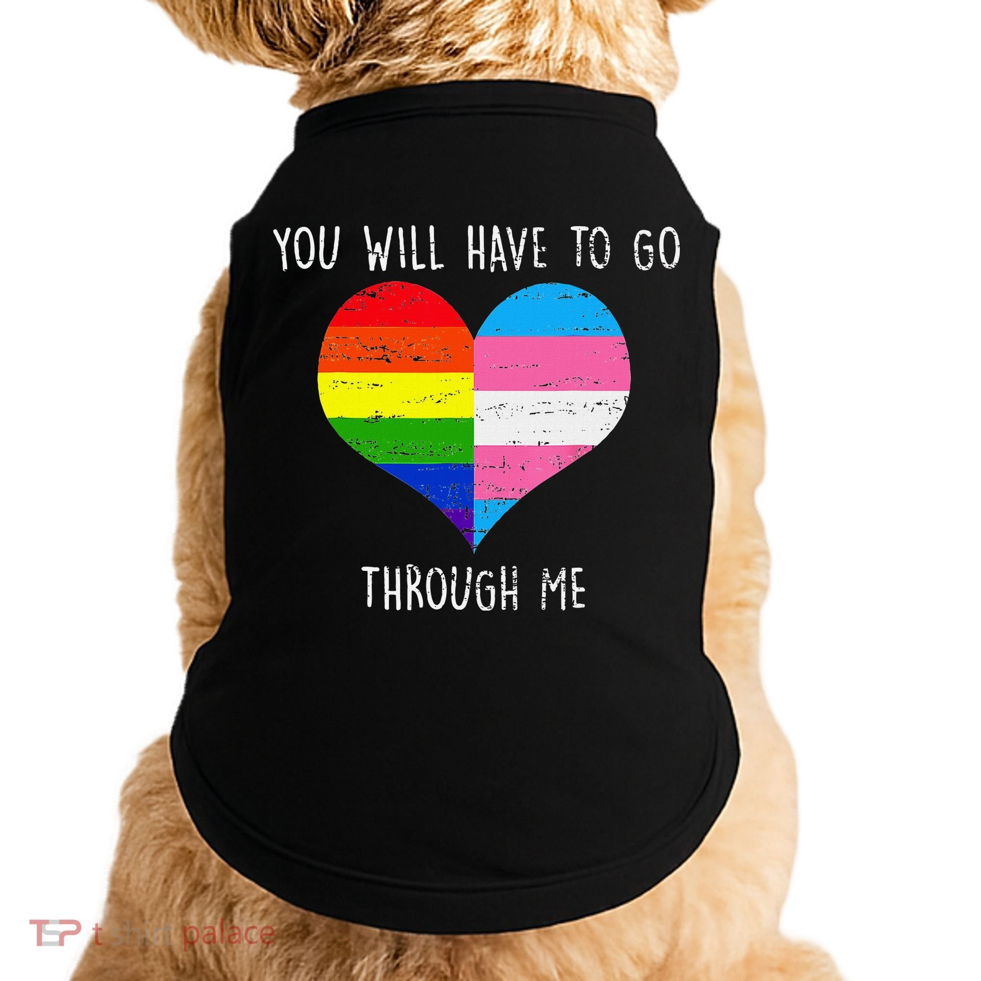 Retro Lgbtq Pride You’Ll Have To Go Through Me Doggie Tank