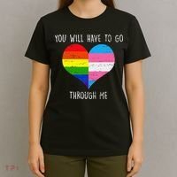 Retro Lgbtq Pride You’Ll Have To Go Through Me T-Shirt thumb 4