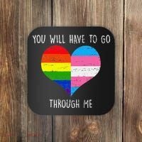 Retro Lgbtq Pride You’Ll Have To Go Through Me Coaster thumb 0