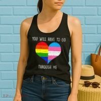 Retro Lgbtq Pride You’Ll Have To Go Through Me Women's Tank Top thumb 2