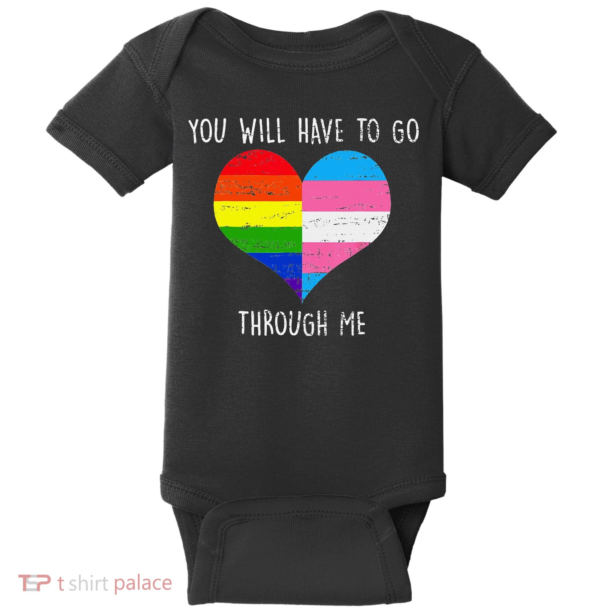 Retro Lgbtq Pride You’Ll Have To Go Through Me Baby Bodysuit