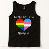 Retro Lgbtq Pride You’Ll Have To Go Through Me Tank Top thumb 2